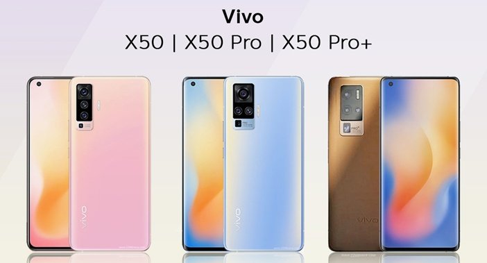 Блоки камер Vivo X50, X50 Pro и X50 Pro+ рядом друг с другом