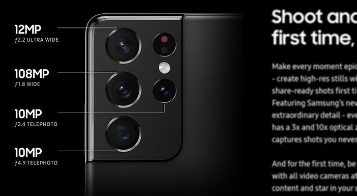 Характеристики камер текущего флагмана Galaxy S Ultra