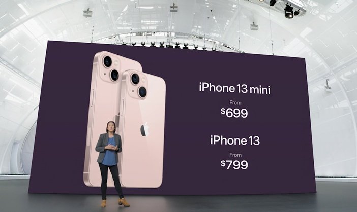 Цены на стандартную модель iPhone 13 и iPhone 13 mini