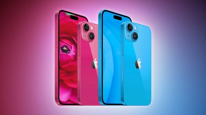iPhone 15 в новом розовом и голубом цвете